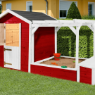 Cabane de jardin en bois avec bac à sable rouge suédois et blanc - Weka