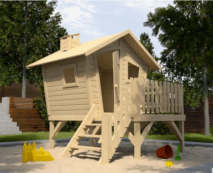 Maisonnette pour enfant en bois Lotti avec escalier et terrasse - Weka