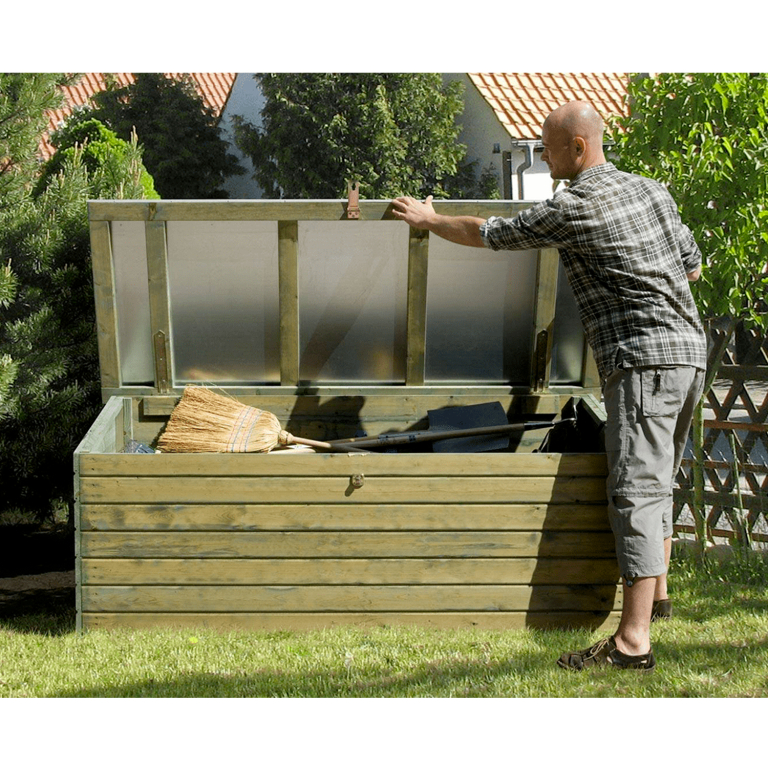 Coffre de rangement extérieur en bois traité – 188 x 78 x 70 cm - Happy  bois - Le spécialiste des piscines hors sol en bois