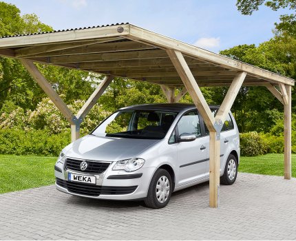 Carport en bois 1 voiture toit simple 612 – 3 x 6 m -  Weka