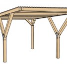 Carport en bois 1 voiture toit simple 612 – 3 x 6 m -  Weka