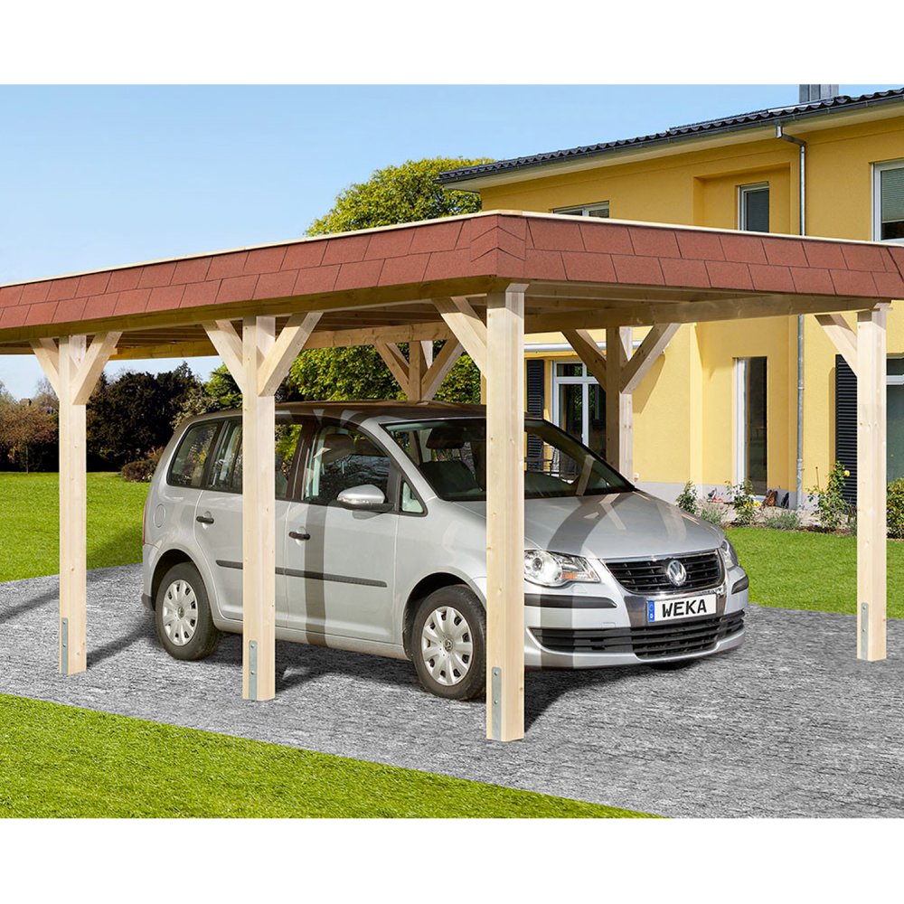 Abri voiture en bois autoportant - 3,2 x 5,1 m - Weka - Sans toiture -  Happy bois - Le spécialiste des piscines hors sol en bois