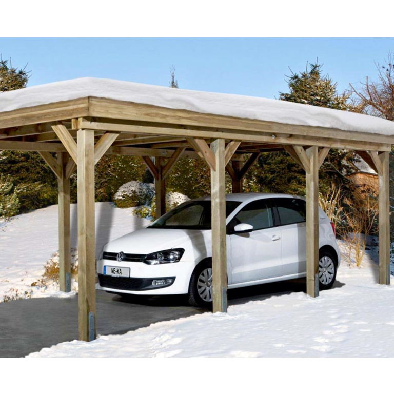 Abri voiture en bois autoportant - 3,2 x 5,1 m - Weka - Sans toiture -  Happy bois - Le spécialiste des piscines hors sol en bois