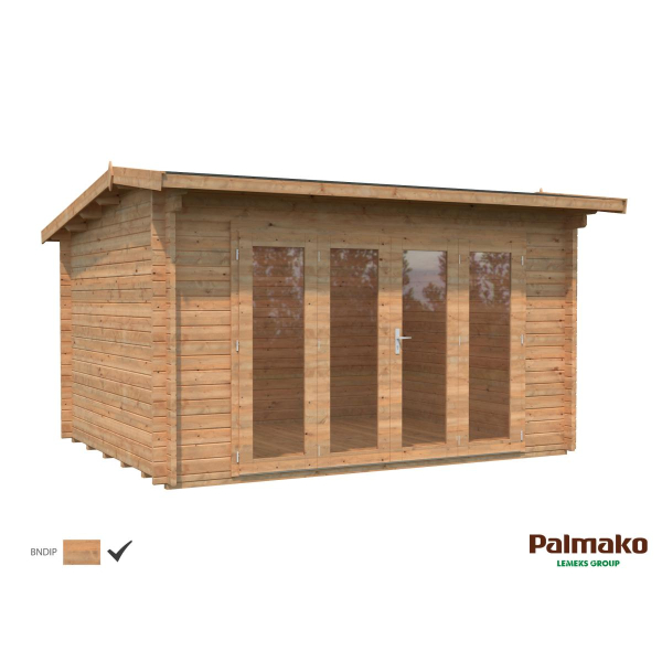 Abri de jardin en bois Ines 4,1 x 3,2 m – Palmako - Traitement par bain marron