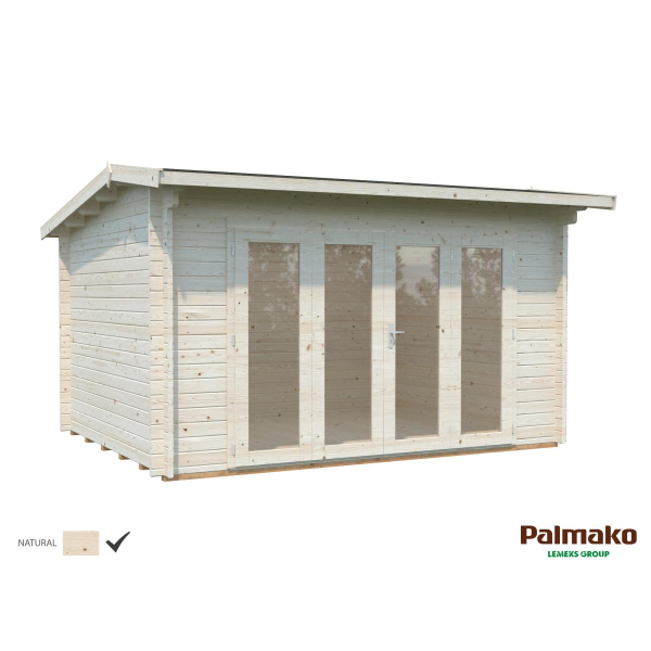Abri de jardin en bois Ines 4,1 x 3,2 m – Palmako - Traitement par bain blanc translucide