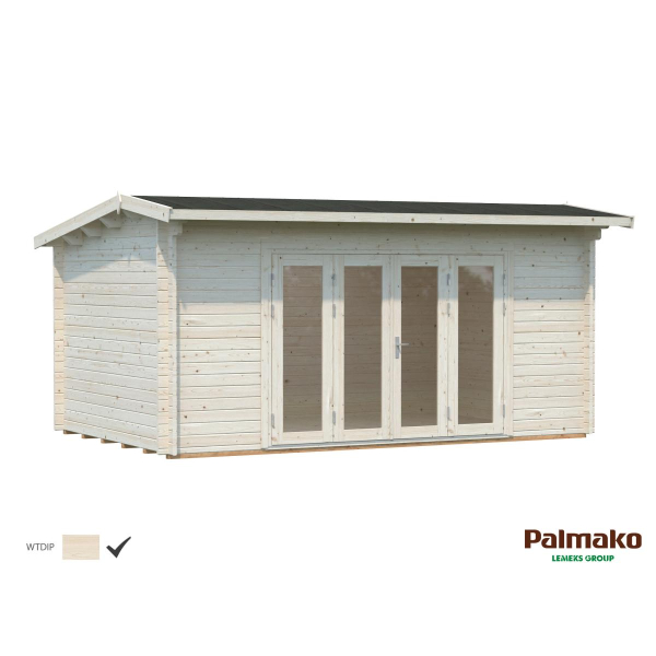 Chalet de jardin en bois Ines 5 x 3,2 m – Palmako - Traitement par bain blanc translucide