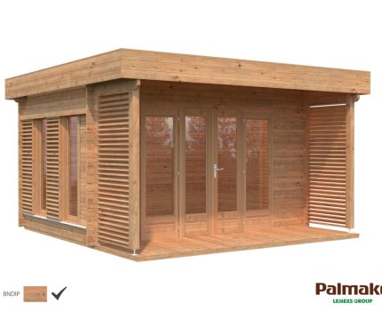 Pavillon de jardin en bois Caroline 4,10 x 2,96 m – Palmako - Traitement par bain marron