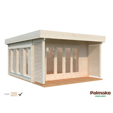 Kiosque de jardin en bois Caroline 4,10 x 4,10 m – Palmako - Traitement par bain blanc translucide
