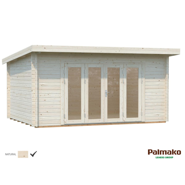 Abri en bois massif Lea 4,7 x 3,5 m – Palmako - Traité par bain blanc translucide