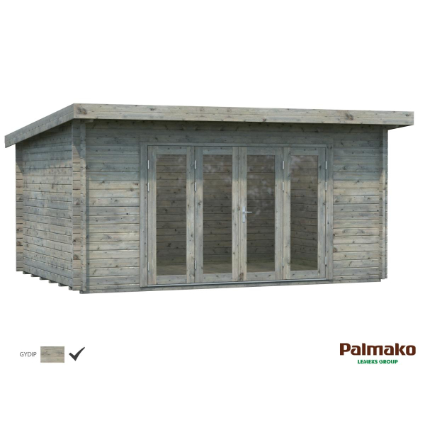 Abri en bois massif Lea 4,7 x 3,5 m – Palmako - Traité par bain gris
