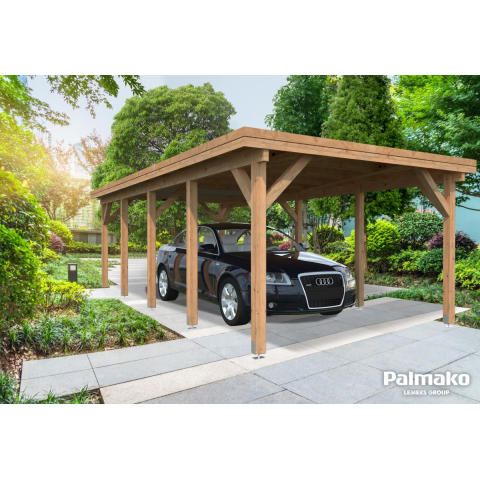 Carport en bois pour voiture Karl 3,15 x 7,32 m – Palmako - Traité marron