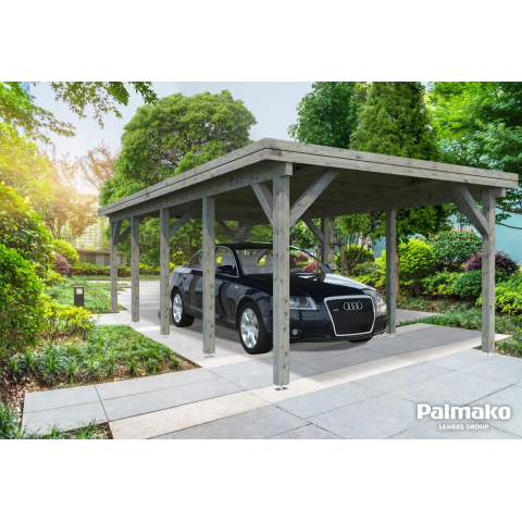Carport en bois pour voiture Karl 3,15 x 7,32 m – Palmako - Traité gris