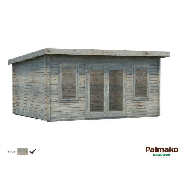 Abri de jardin en bois Lisa 4,70 x 3,50 m – Palmako - Traitement par bain gris