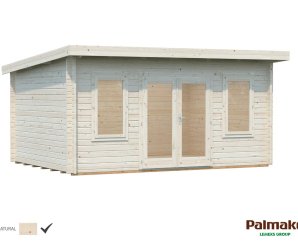 Abri de jardin en bois Lisa 4,70 x 3,50 m – Palmako - Traitement par bain blanc translucide