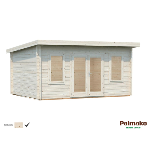 Abri de jardin en bois Lisa 4,70 x 3,50 m – Palmako - Traitement par bain blanc translucide