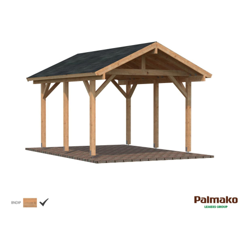 Carport en bois pour voiture Robert 3,59 x 5,10 m – Palmako - Traité marron