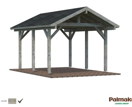 Carport en bois pour voiture Robert 3,59 x 5,10 m – Palmako - Traité gris