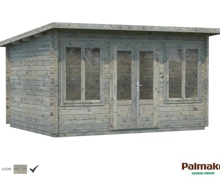 Abri de jardin en bois Lisa 4,40 x 3,66 m – Palmako - Traitement par bain gris
