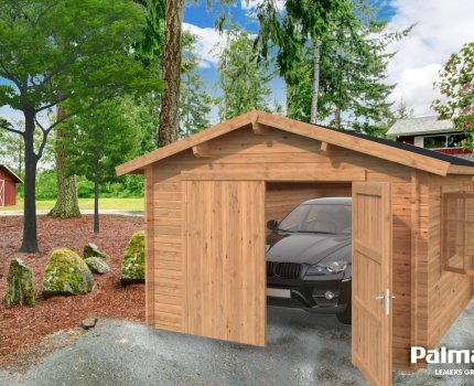 Garage en bois Roger 4,26 x 5,98 m – Palmako - Traité marron
