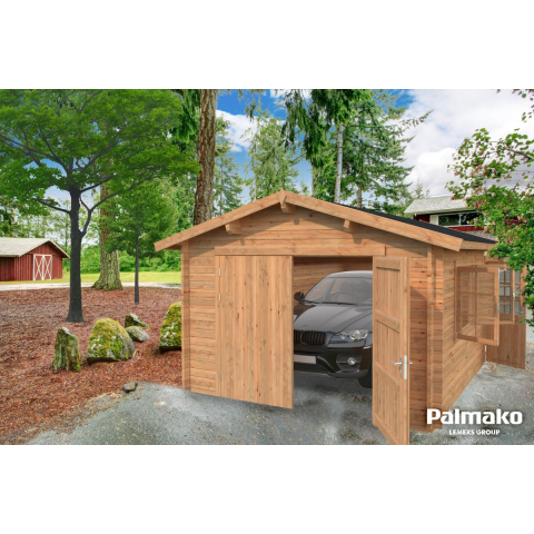 Garage en bois Roger 4,26 x 5,98 m – Palmako - Traité marron