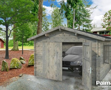 Garage en bois Roger 4,26 x 5,98 m – Palmako - Traité gris