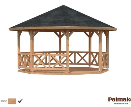 Kiosque de jardin en bois Betty 551 x 551 cm – Palmako - Traitement par bain marron
