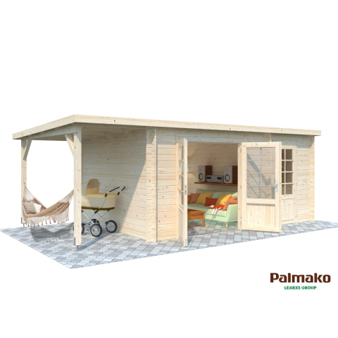 Pool House en bois contemporain 6,14 x 3,40 m Ella – Palmako - Naturel non traité