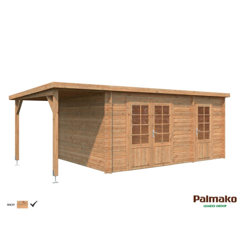 Pool House en bois contemporain 6,14 x 3,40 m Ella – Palmako - Traité marron