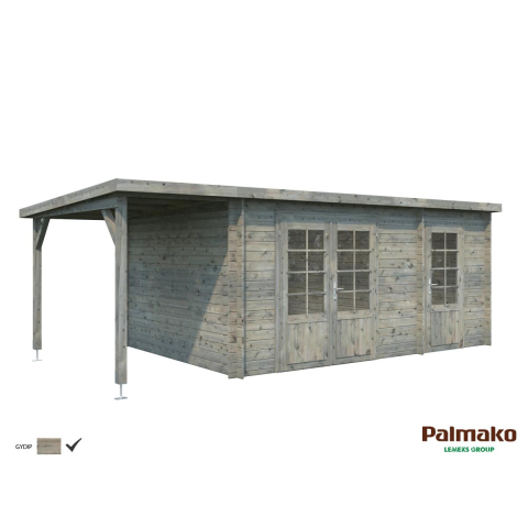 Pool House en bois contemporain 6,14 x 3,40 m Ella – Palmako - Traité gris