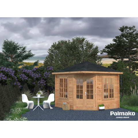 Pavillon de jardin en bois Mélanie 3,22 x 3,22 m – Palmako - Traité marron - Shingles noir