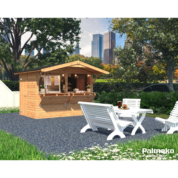 Kiosque de vente en bois Stella 3,11 x 2,67 m – Palmako - Traité marron