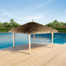 Tonnelle piscine avec toiture paillote 3,94 x 3,94 m – HABRITA