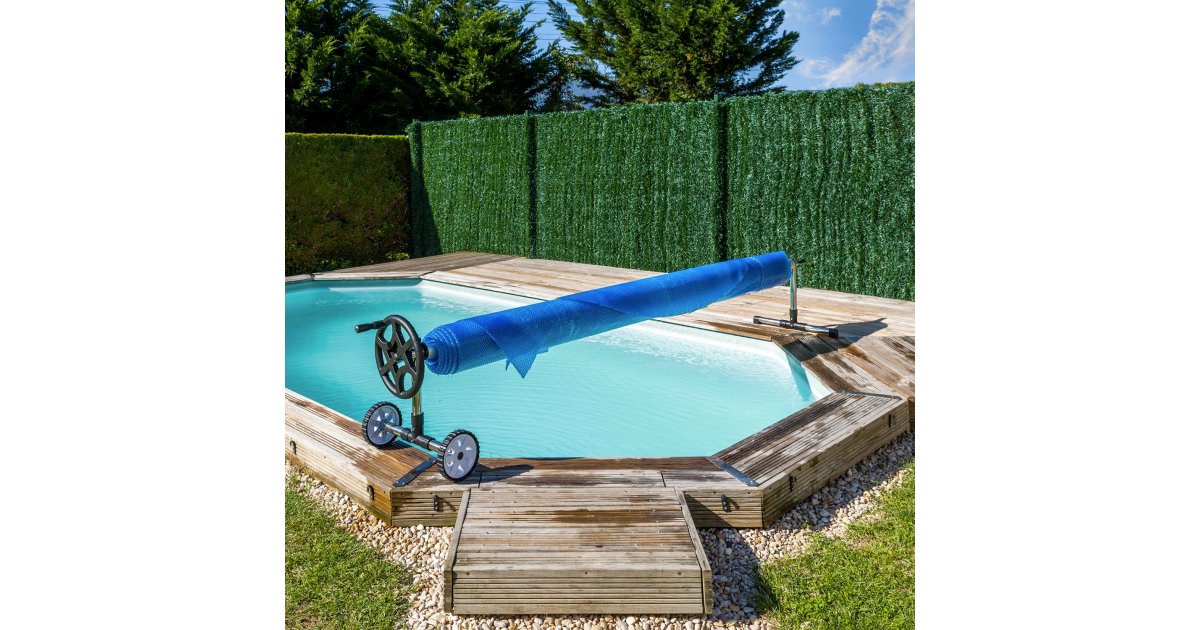 Enrouleur de bâche à bulles ECO piscines bois ou métallique Ubbink