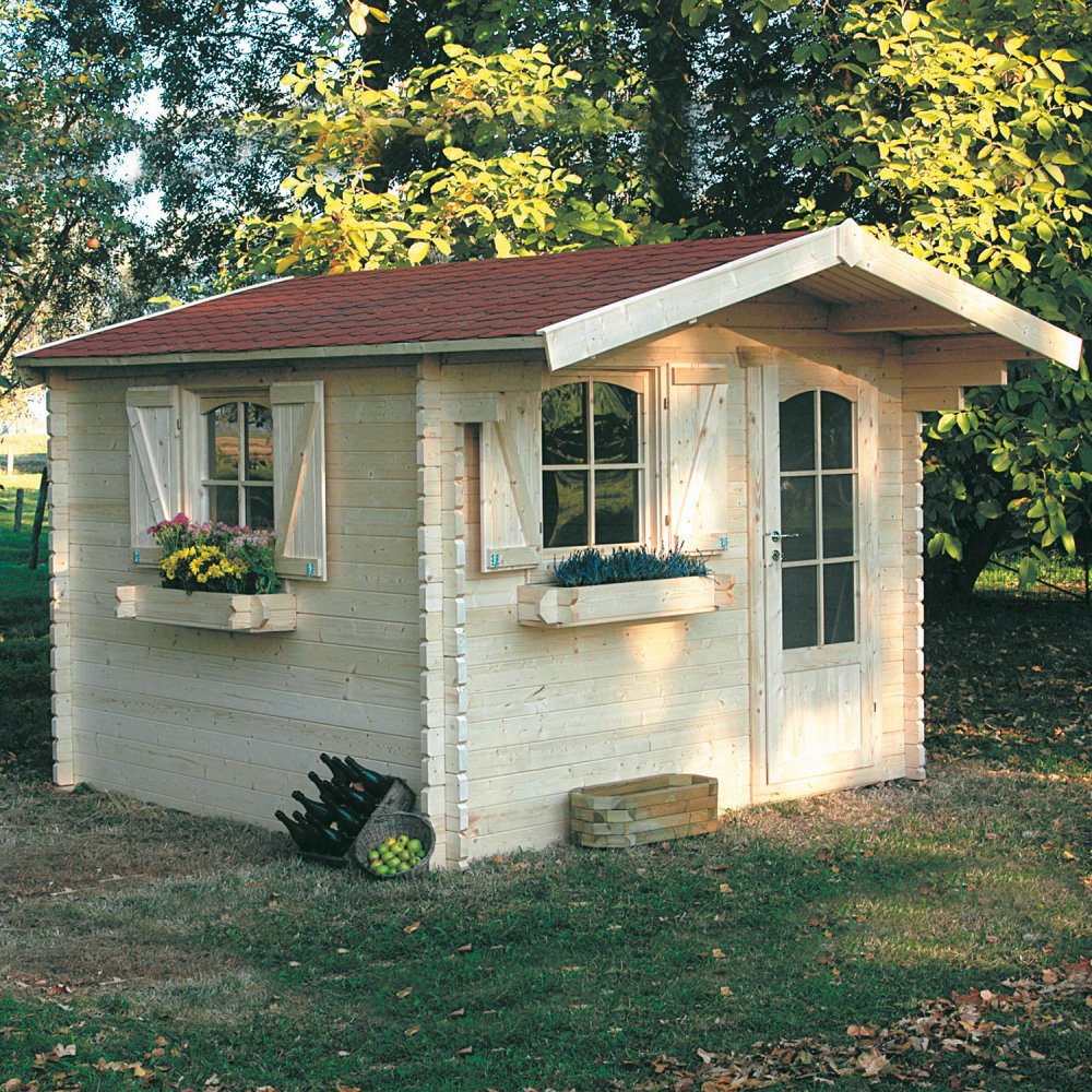 Abri de jardin bois traité 40 mm – SERVOZ 2,98 × 2,98 m