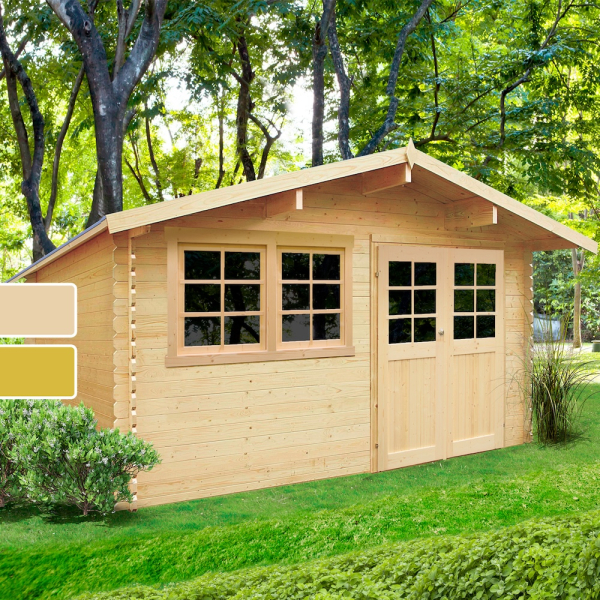 Abri de jardin en bois NIORT | 418 x 298 cm | Bois brut ou autoclave | 28 mm d'épaisseur