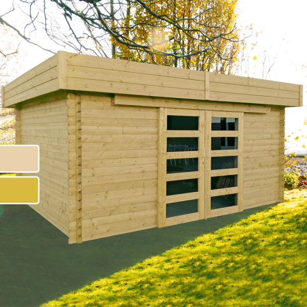 Abri de jardin en bois VIBORG | 418 x 328 cm | Bois brut ou autoclave | 40 mm d'épaisseur