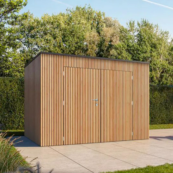 Abri de jardin toit plat BOX-AYOUS - 400x300 cm - Bois exotique thermowood - Porte simple