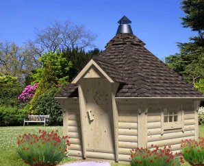 Chalet de jardin Eva Ø 372 cm – Palmako - Traité marron