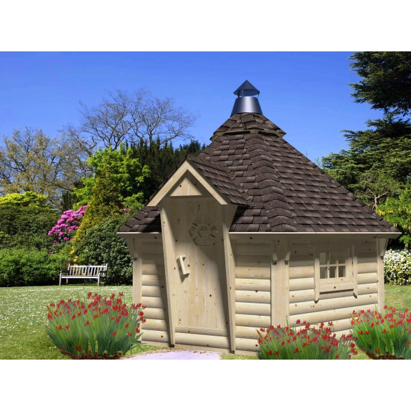 Chalet de jardin Eva Ø 372 cm – Palmako - Traité marron