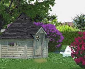 Chalet de jardin Eva Ø 372 cm – Palmako - Traité gris