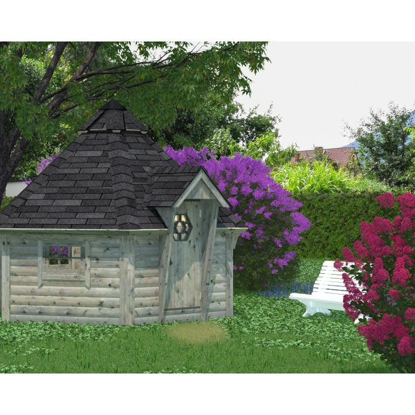 Chalet de jardin Eva Ø 372 cm – Palmako - Traité gris