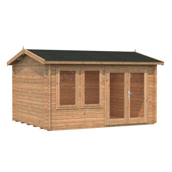 Kit abri extérieur bois Iris 11,1 m2 | 390 x 300 cm | Bois Brut | 44 mm d'épaisseur