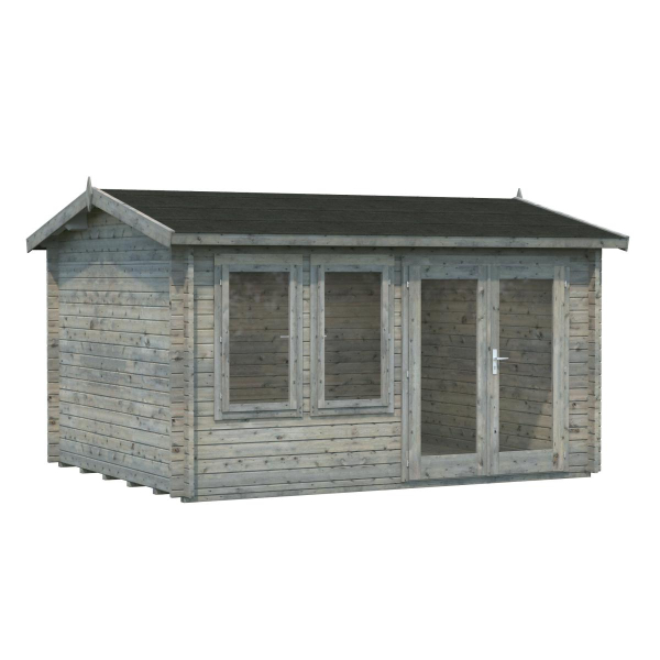 Kit abri extérieur bois Iris 11,1 m2 | 390 x 300 cm | Bois Brut | 44 mm d'épaisseur