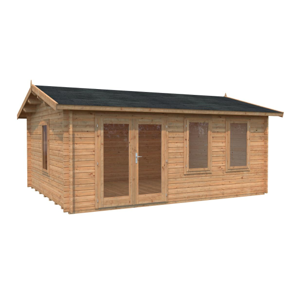 Abri extérieur bois Iris 19,1 m2 | 510 x 390 cm | Bois Brut | 44 mm d'épaisseur