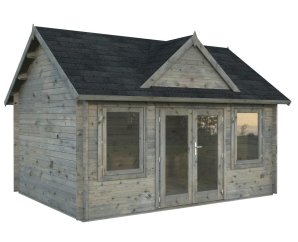 Cabane de jardin anglais Claudia | 450 x 330 cm | Bois Brut | 44 mm d'épaisseur