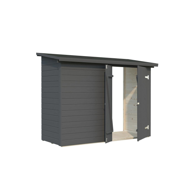Remise de jardin à adosser 234 x 95 cm | Bois brut | Leif | 2,2 m²