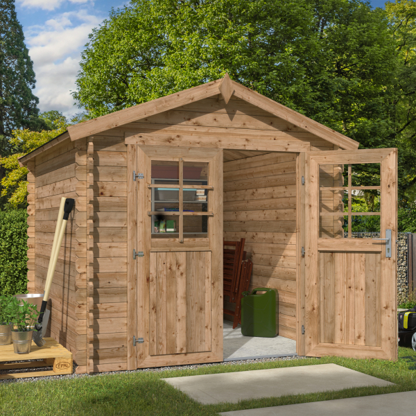 Abri jardin bois double pente 2,2 x 2,2 m | Bois brut ou traité autoclave | TOURS 4,6 m²