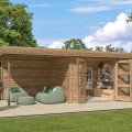Cabanon bois terrasse CHATEL 294 x 250 cm | Bois brut ou traité autoclave | 28 mm d'épaisseur