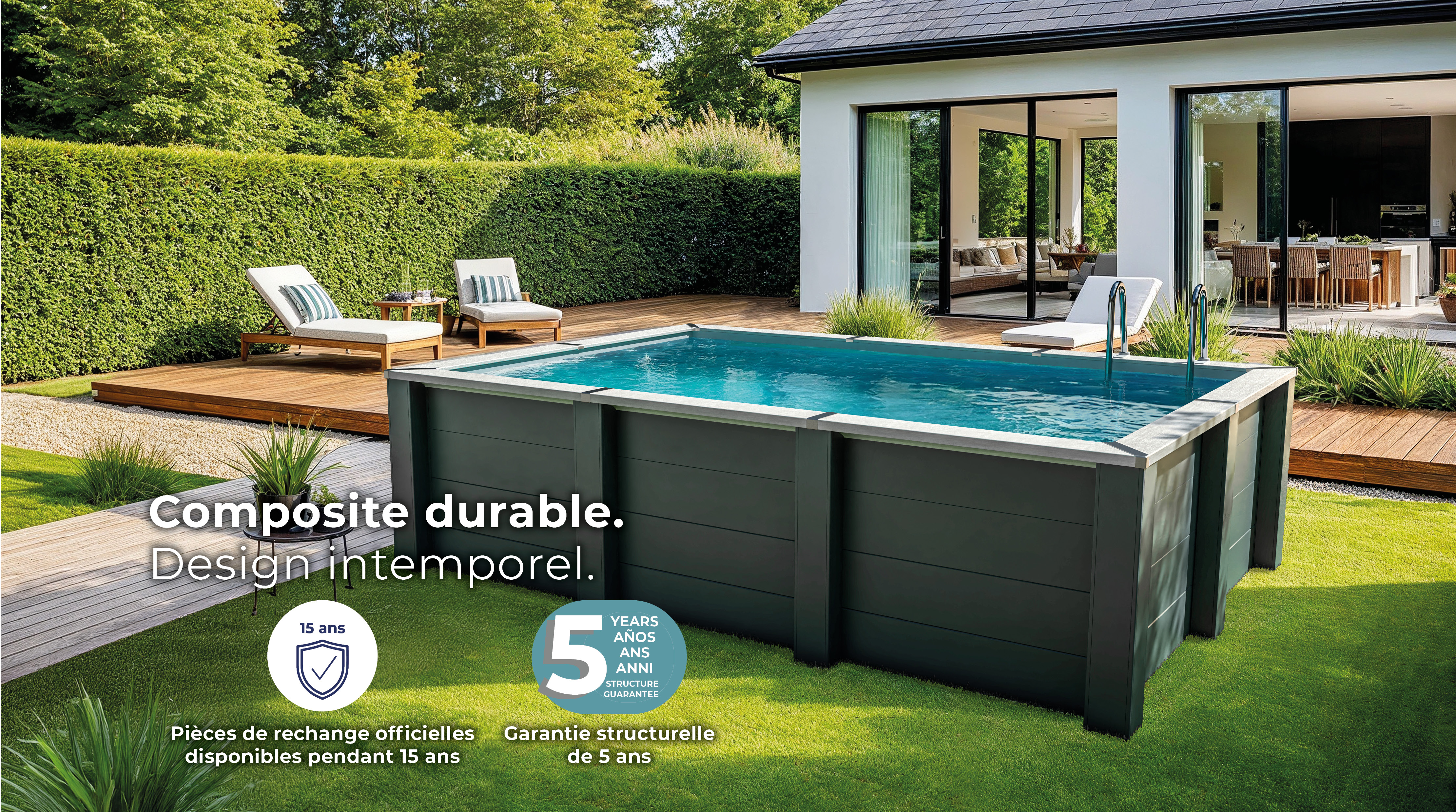 Kit piscine composite rectangulaire 455 x 315 – H 126 cm - GRÉ