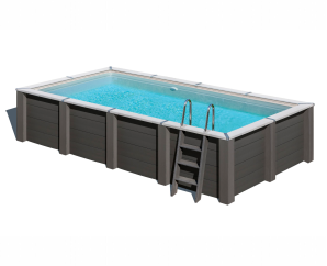 Piscine bois composite rectangulaire avec projecteur LED 595 x 315 – H 126 cm - GRÉ
